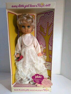 Vintage 1970s Regal Toy Limited “Vicki” Bride Doll in Original Box – Made Canada